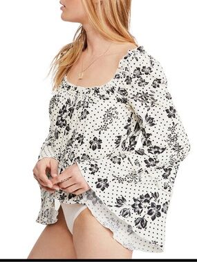 Free People One On One Date Bodysuit Black/White. Size Medium
